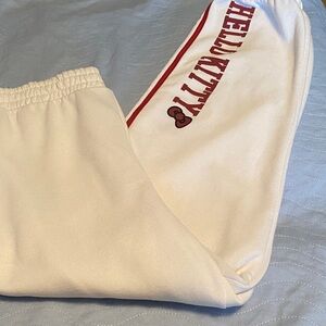 Hello Kitty Joggers in White with Red Accents